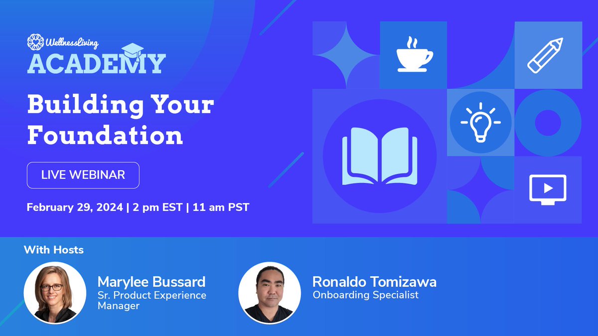 WL_software's tweet image. Navigating a new software platform can be a daunting task. Join us Thursday, February 29th, 2024, at 2 pm EST / 11 am PST as we break down the basics! Register Now ➡️ bit.ly/3uGs3wO
#WellnessLivingAcademy #LearntheBasics