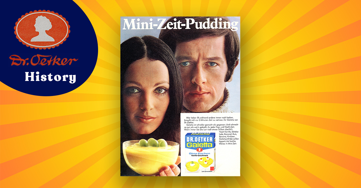 DrOetkerDE's tweet photo. Das war ja richtig #Avantgarde! 🧑🎨 😎 Um 1970 startete #DrOetker eine neue Werbekampagne für Dessertprodukte, die modern daherkam. Hier wurde das Produkt #Galetta beworben. Den leckeren Instantpudding bieten wir heute noch an. 🍮 😀 #ThrowbackThursday #OetkerHistory https://t.co/Footcg7HCN