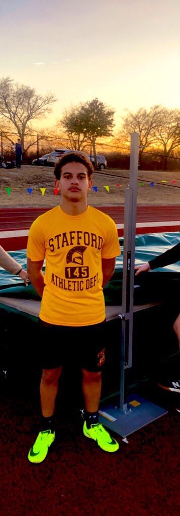 #RECORDBREAKER #SPARTANTOUGH #RAISINGTHEBAR TREY WRIGHT CONTINUES TO RAISE THE BAR BREAKING HIS PREVIOUS RECORD OF 6’0 IN THE HIGH JUMP BY JUMPING 6’1 @ LONE STAR TRACK MEET LAST NIGHT. CONGRATULATIONS TREY FOR REPRESENTING STAFFORD SPARTANS @Staffordsports @tara_francis13