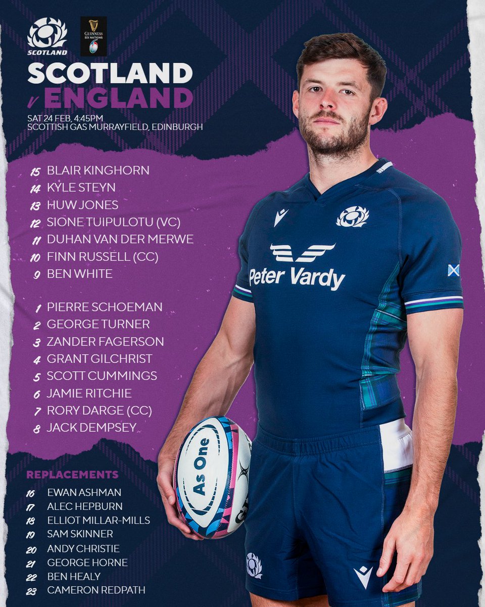 Your Scotland team for Saturday's Calcutta Cup has been confirmed 🏴󠁧󠁢󠁳󠁣󠁴󠁿 More ➡️ tinyurl.com/md5pay94