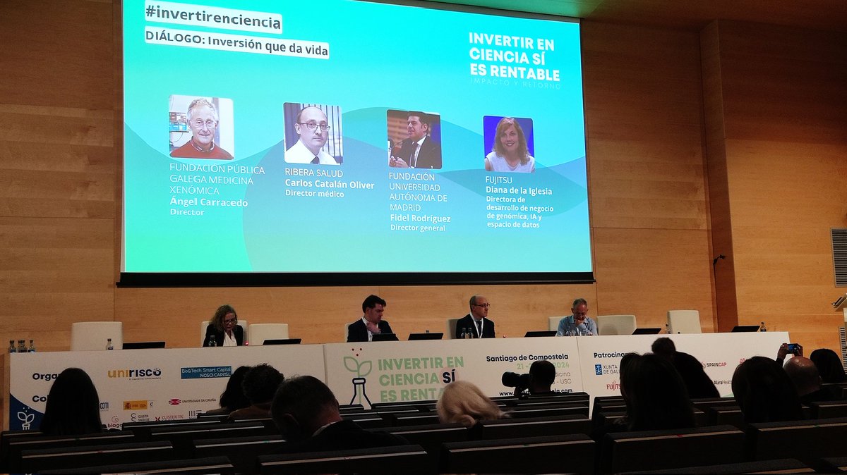 🚀 #invertirenciencia | Dialogue between experts on #investments that generate life, with Ángel Carracedo from #FundPublGalegaMedicinaXenómica, <a href="/riberasalud/">Ribera | Salud Responsable</a>, #Fundación <a href="/UAM_Madrid/">UAM Autónoma Madrid</a> and <a href="/Fujitsu_ES/">Fujitsu España</a> 👇🏻👇🏻