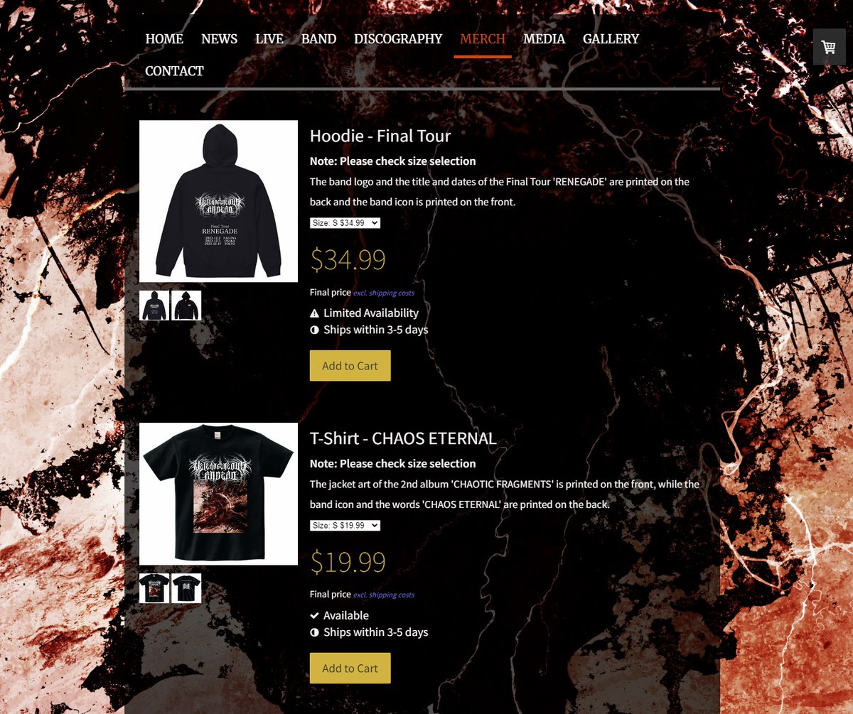 'MERCH' page has been added to the website.
T-shirts, hoodie and wristband are available online.
heterogeneousandead.com/english/merch/