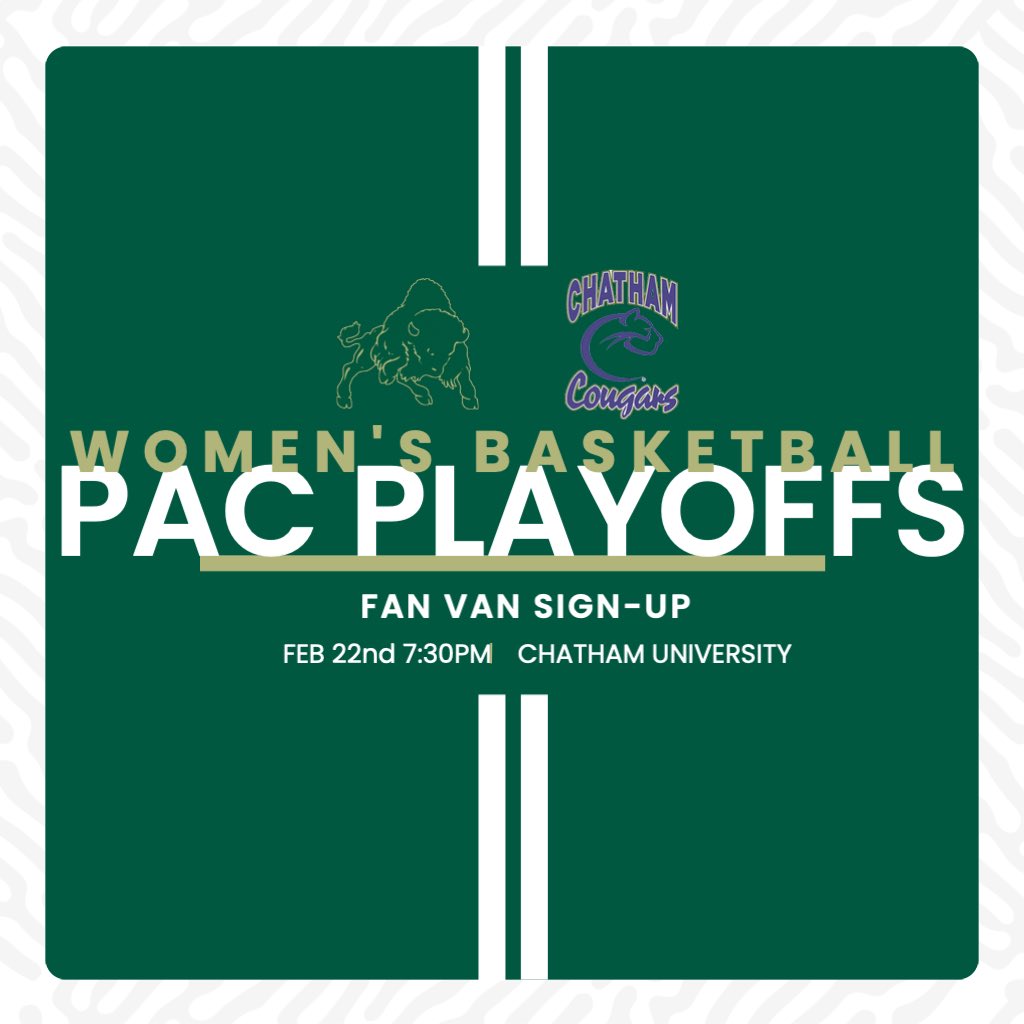 Want to cheer on your @BCWBB? Have no fear - your fan vans are here! Two fan vans available for tonight’s PAC Playoff Game at Chatham for a 7:30 PM tip-off. The vans will leave the Coal Bowl at 6 PM - tickets for the game are $2 for students. Check your email for the link!