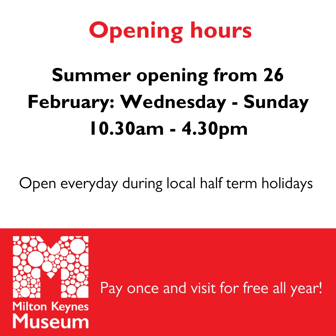 MKMuseum's tweet photo. So, you want to enjoy the Museum for longer? 
Now you can!
Starting this week, we'll be open five days a week all the way through to the end of October. 
We look forward to seeing you :) 
#museum #miltonkeynes #museumforanewcitymk https://t.co/xljobJ28TQ