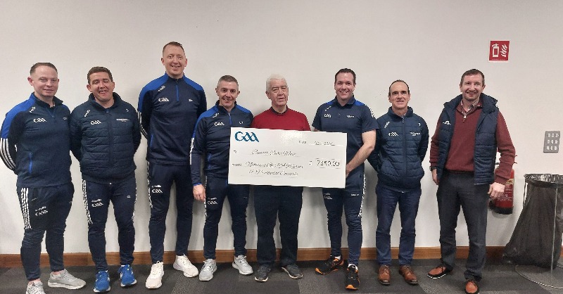 officialgaa's tweet photo. The GAA’s national panel of inter-county referees showed the esteem in which they hold outgoing Referee Development Committee Chairperson, Sean Martin, on Wednesday evening when they made a charitable donation of €7,350 to @cancercarewest. #GAABelong