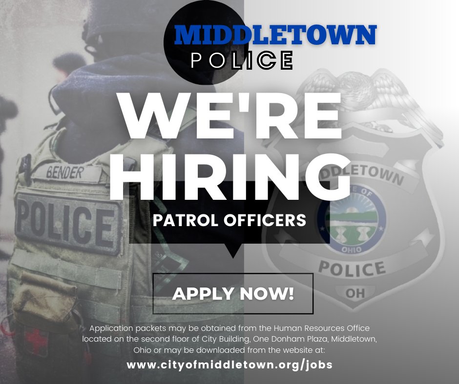 APPLY TODAY!!
cityofmiddletown.org/jobs

#NowHiring