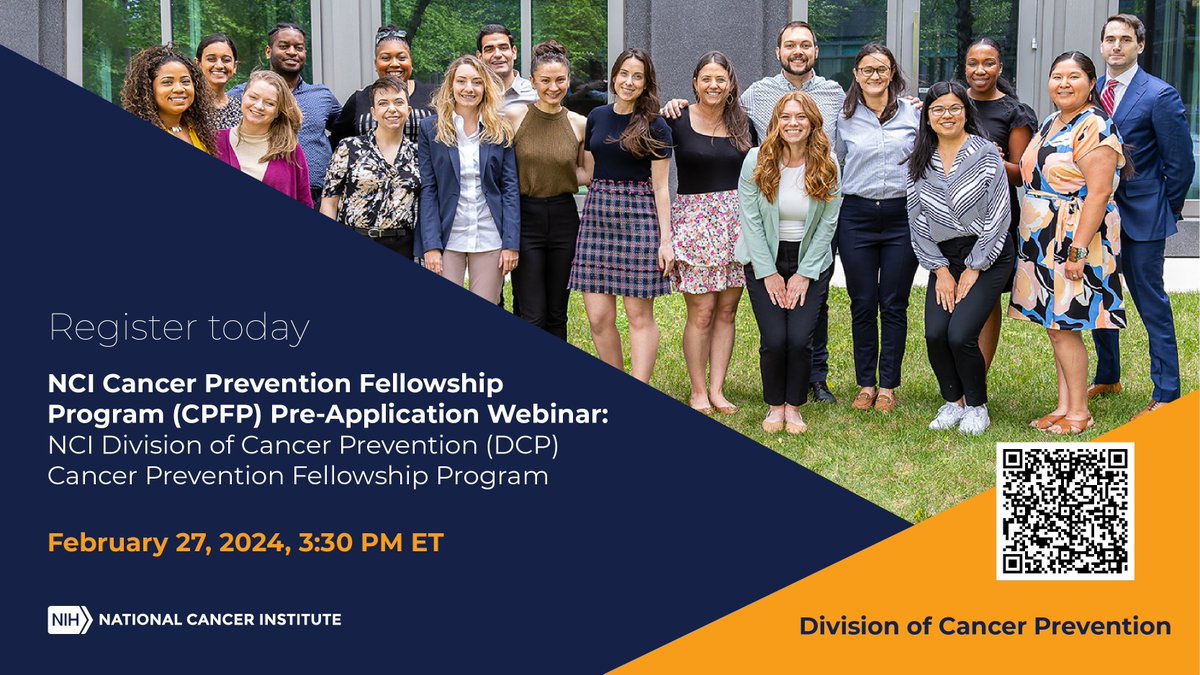 Researchers and clinicians looking to make a difference in #CancerPrevention, the Cancer Prevention Fellowship Program (CPFP) could be your gateway to becoming a future leader in the field! Register now for the pre-application webinar to learn more: buff.ly/42HUK95