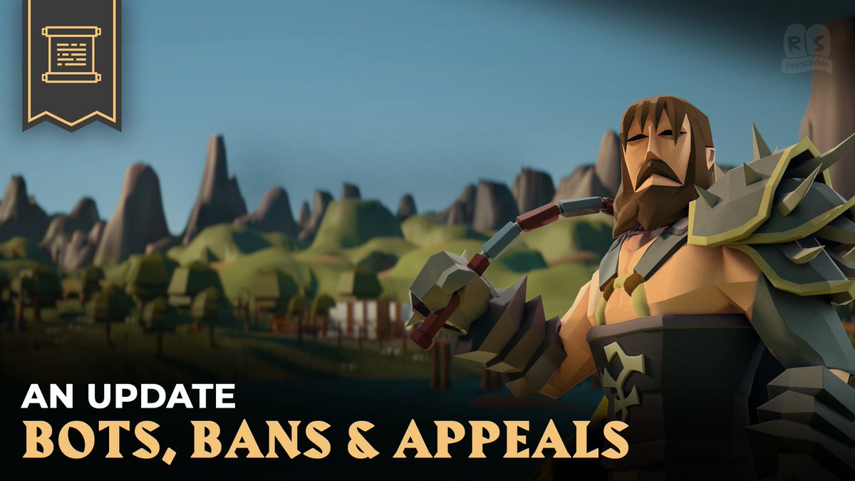 OldSchoolRS's tweet image. 📣 It's been a little while since we talked about topics like Player Support, Bots, Bans and Ban Appeals.

👇 Check out the post below for an update on where we're at on all of the above and improvements to expect throughout 2024.

🔗 osrs.game/Bots-Bans-Appe…
