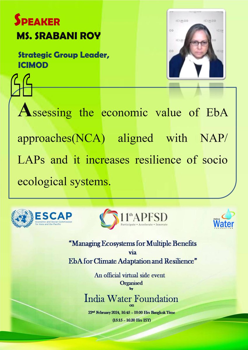 IndiaWaterFoun1's tweet photo. #SocioEcologicalSystem #NPA #EbA #Environment #APFSD @icimod @UNESCAP @drarvindkumar1 @MVR_NCCR @moesgoi @CGIAR @IUCN @moesgoi @TNCAsiaPacific @sshwetatyagi @jica_direct_en @FAO https://t.co/JHQHwBj7Ok