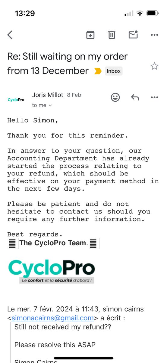 simonacairns's tweet photo. So yet another promise of a refund that hasn’t arrived and 3 months later, please share, this company cannot be trusted https://t.co/5BFihdLlEk