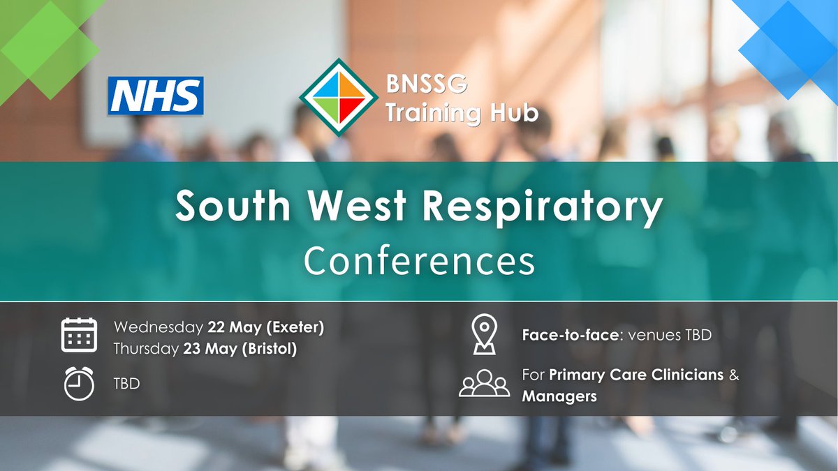 📆 Join us on the 22 & 23 May for this FREE face to face event ➡️ South West Respiratory Conferences 👇Register interest bnssg.training.hub@nhs.net #respiratory #freeevent #nhs #respiratoryevent