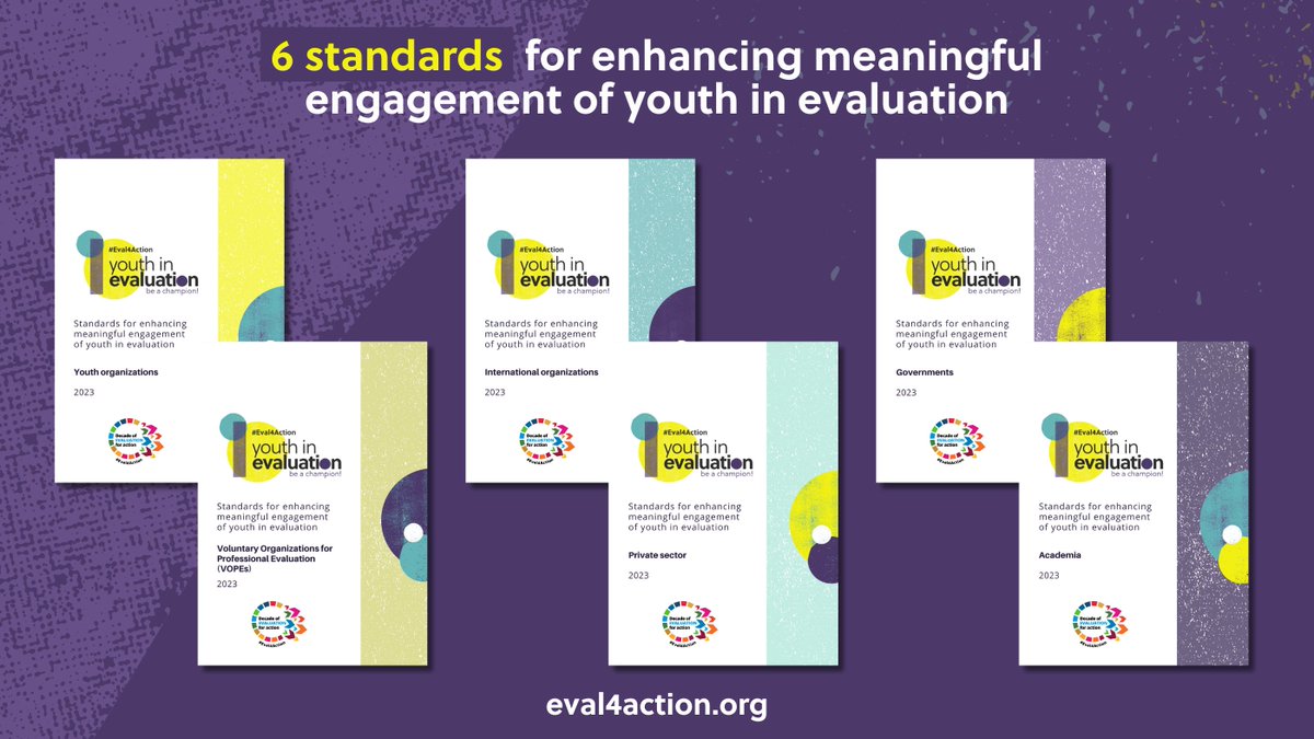 🟩Youth in Evaluation standards🟩

An open resource providing guidance to initiate & advance meaningful youth engagement in evaluation

I invite all organisations to adopt the standards & self-report by 31 Mar👇
eval4action.org/post/guideline…

#Eval4Action #EvalFest2024