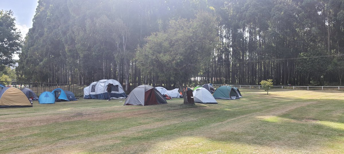 With 450 acres, there  is plenty of space for the whole school to camp out.. Just setting up. Good times ahead 😁