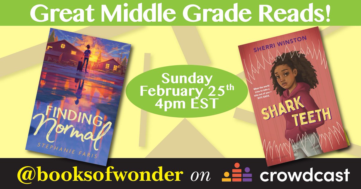 Join @SherriWinston and me this Sunday at 4pm EST on Crowdcast. @BooksofWonder is hosting us for this virtual event! RSVP here: booksofwonder.com/blogs/upcoming… #kidlit #kidlitevents #childrensevents #virtualevents