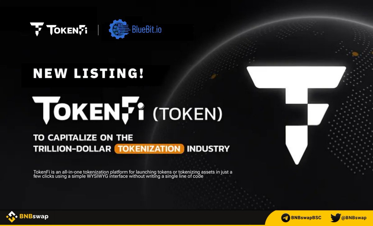 📢 @Tokenfi $TOKEN is listed on @Bluebit_io, a global crypto exchange with  support in over 200 countries! #TOKEN is the utility token of the crypto &  asset tokenization platform that aims to