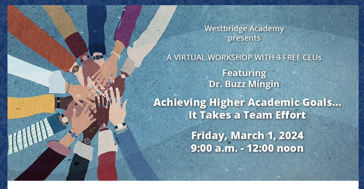 I ran the earlier workshop ... it's time to come back for Buzz!!! Sponsored by Westbridge Academy ... register here: westbridgeacademy-org.zoom.us/meeting/regist…
