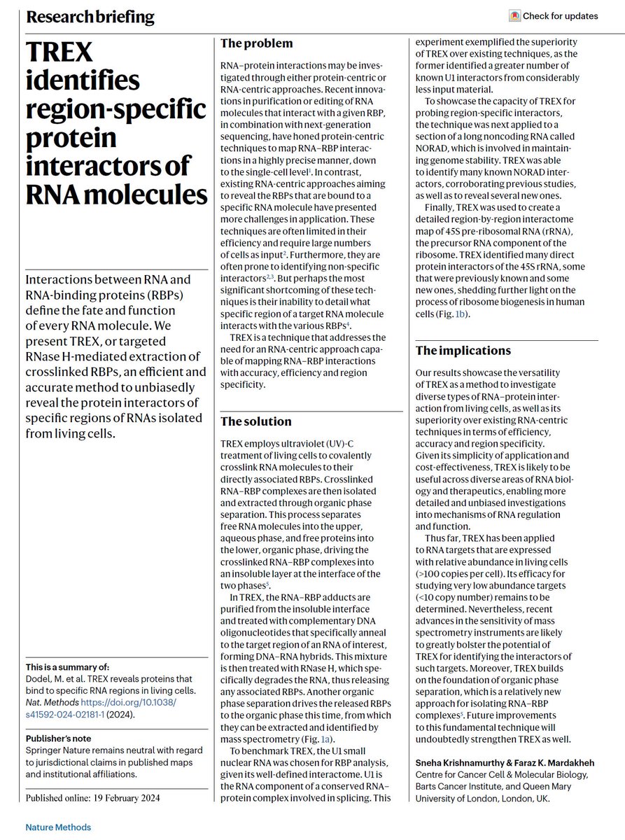 FKHM's tweet image. Are you curious to know more about our TREX method but don&apos;t feel like reading the full article?? No problem! Check out this short summary out now as a Research Briefing in @naturemethods: 

rdcu.be/dy6ZI
