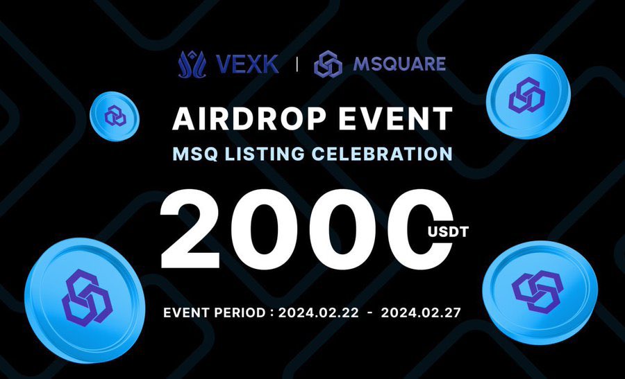 🪂 New Airdrop: Vexk
💎 Reward: $2,000 USDT
⭐️ Rate: 🐶 🐶 🐶 🐶 
🏆 Winners: Randm 200
📅 Distribution: March 10th

 ♥️ like + rt + THANK YOU!!

🔗 link: vexk.io/signup

📢  Airdrop,Airdrops,PepeMan,taskon,Memecoin,Giveaway,WEB3,Crypto,Bitcoin