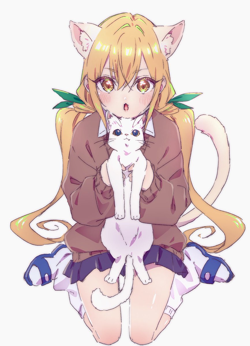 1girl animal ears cat ears cat skirt twintails tail  illustration images
