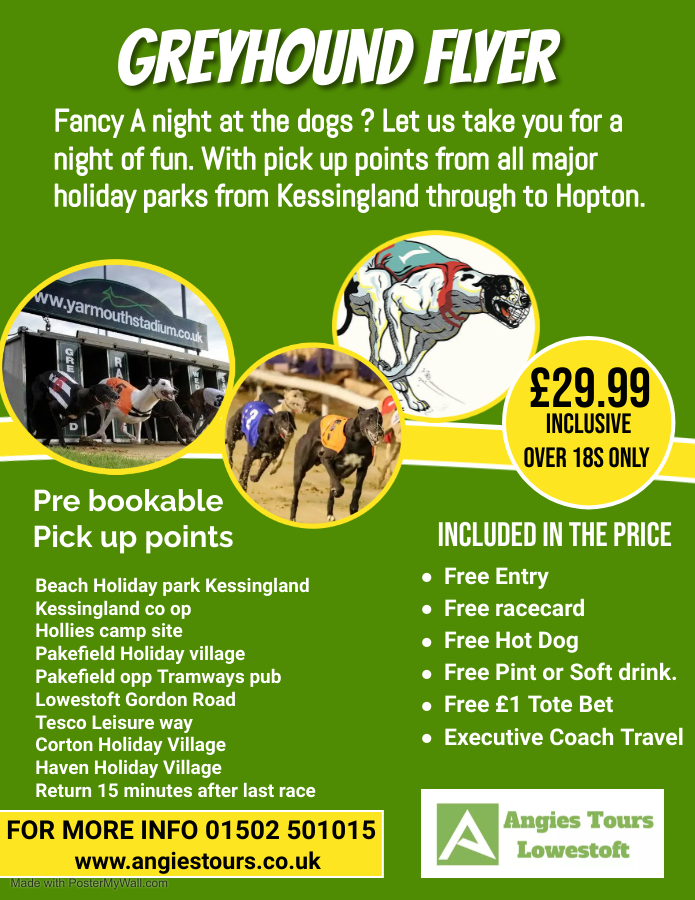 Want a night out, then join us on our night at the dogs fully inclusive evening of fun.