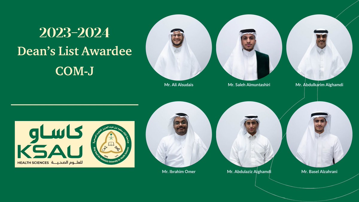 تتقدم كلية الطب بجدة بأجمل التهاني والتبريكات للطلاب والطالبات الخريجين لهذه السنة الأكاديمية 2023-2024 حصولهم على قائمة العميد الشرفية

متمنين لهم دوام التوفيق والنجاح.

#كلية_الطب
#جدة
#جامعة_لصحة_وطن
#كاساو
#KSAUHS
#قائمة_العميد
#Dean_list