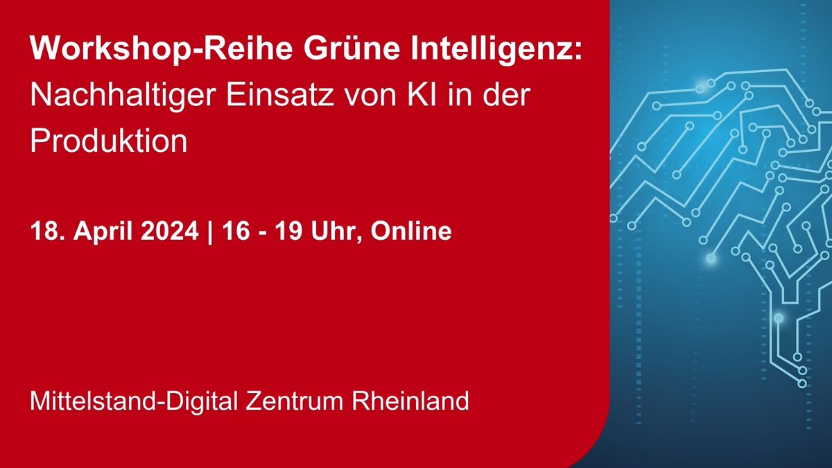 🌿🤖Hybride Workshop-Reihe "Grüne Intelligenz: Wie KI nachhaltige Entwicklungen unterstützt"
📅Melden Sie sich jetzt an für den Workshop im März: 
✅Workshop 1 (13.03.24): Zukunftsweisende Impulse - Kreativität und KI in der nachhaltigen Lebensmittelproduktion