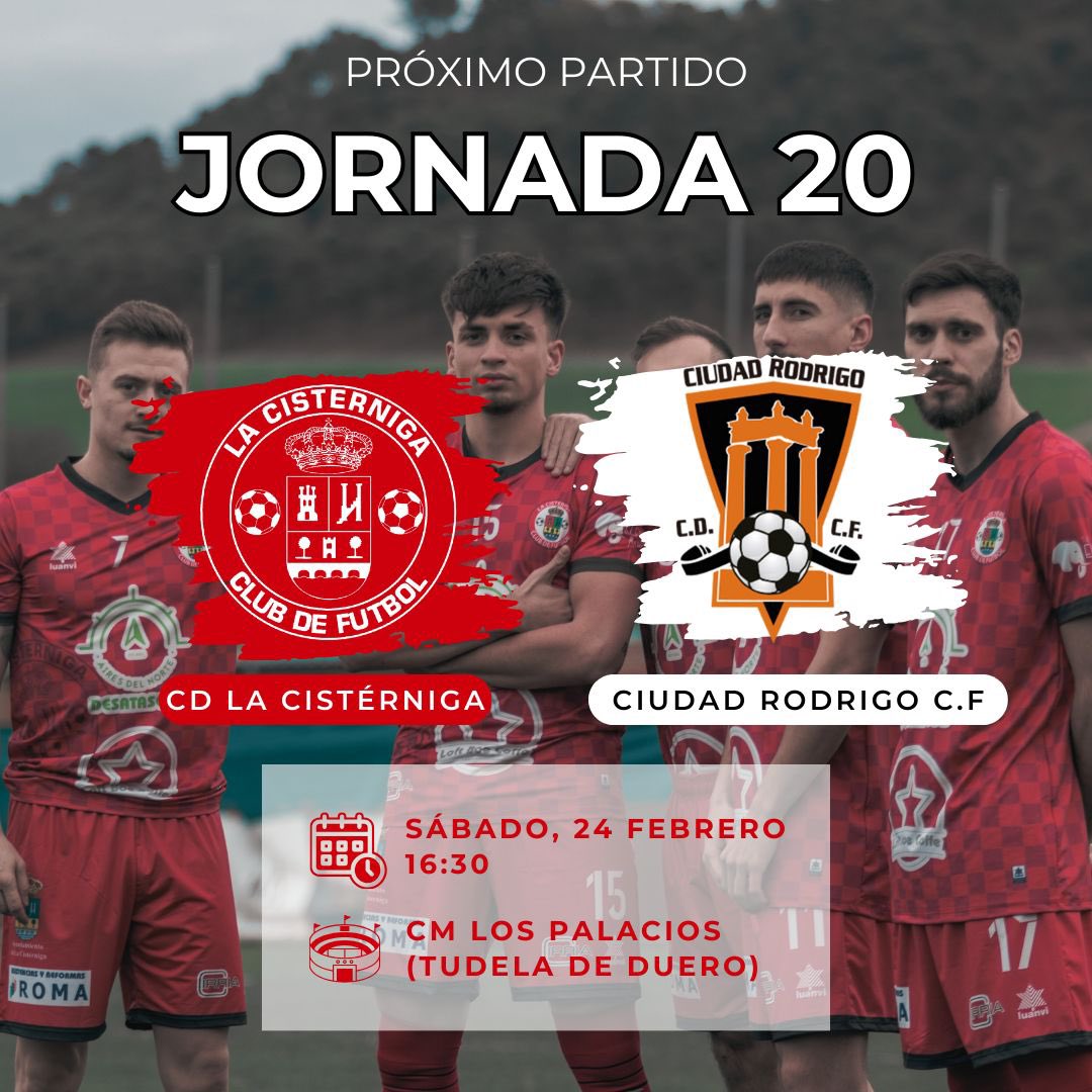 🔜 PRÓXIMO PARTIDO 🔜

JORNADA 2️⃣0️⃣

🆚 Ciudsd Rodrigo CF
📆 Sábado, 24 Febrero
⏰ 16:30
🏟️ CM Los Palacios (Tudela de Duero)

🎽 Durante el partido se sorteará una camiseta de la primera equipación de la temporada 23/24