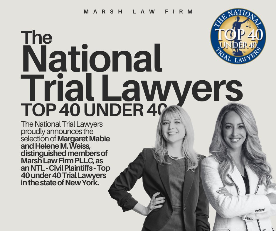marshlawfirm's tweet photo. Congratulations to Partners, @Mabie_Maggie and @HeleneMWeissEsq for @TheNTLtop100 proudly announcing them as a NTL ‐ Civil Plaintiff ‐ Top 40 under 40 Trial Lawyer in the state of New York.🗽🎉

Very well deserved👏🏽 https://t.co/n6r22Jhr2x