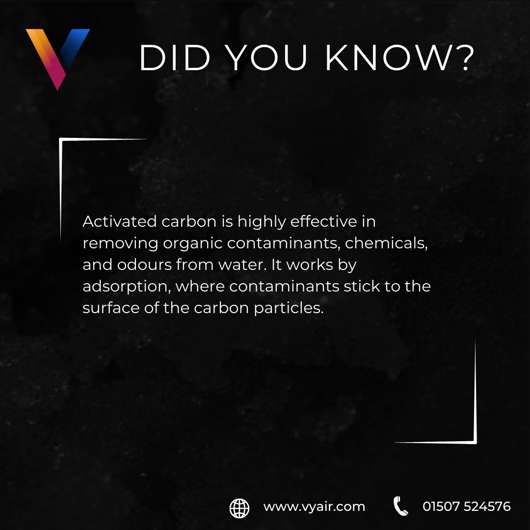 Do you know how activated carbon filters your water? Let us know down below!

Visit us @ vyair.com

#vyair #waterfiltration #cardetailing #drinkingwater #purewater