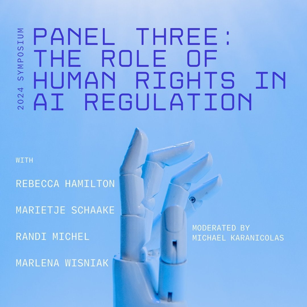 At the symposium on #AI & #HumanRights hosted by @PromiseInstUCLA, ECNL's @marle_wi w/ @bechamilton, @MarietjeSchaake, @M_Karanicolas & Randi Michel will center human rights in AI dev't to ensure that #GlobalSouthVoices are involved in decision making. promiseinstitute.law.ucla.edu/symposium/huma…