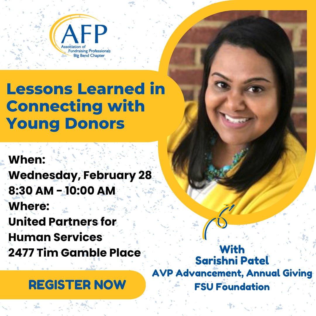 Don't miss out! Our educational session on connecting with young donors is just around the corner. Led by Sarishni Patel, this session is packed with insights from her two decades of experience. Secure your spot today: eventbrite.com/e/educational-…