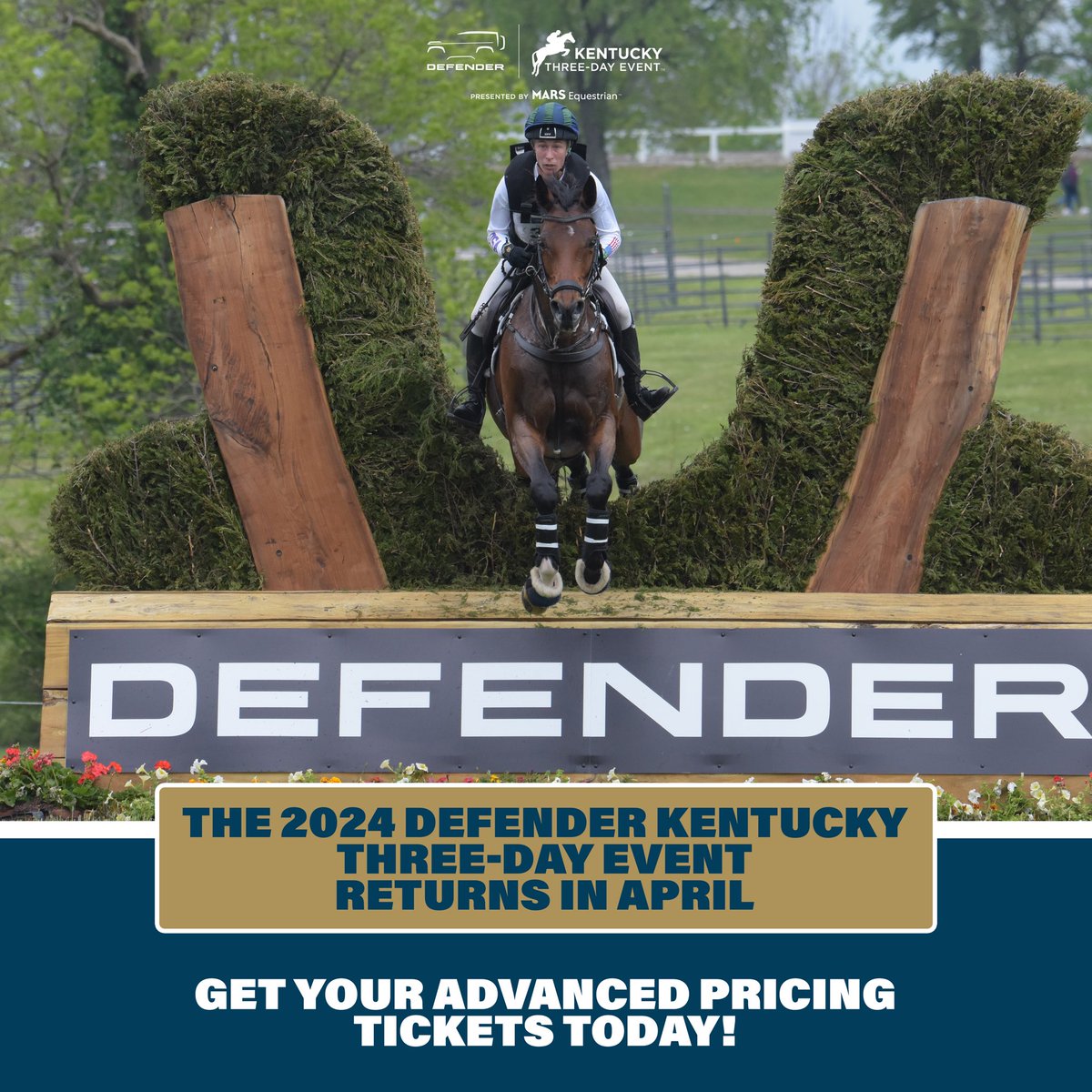 The 2024 Defender Kentucky Three-Day Event Returns in April. 🐴 Get Your Advanced Pricing Tickets Today with the link below: kentuckythreedayevent.com/tickets