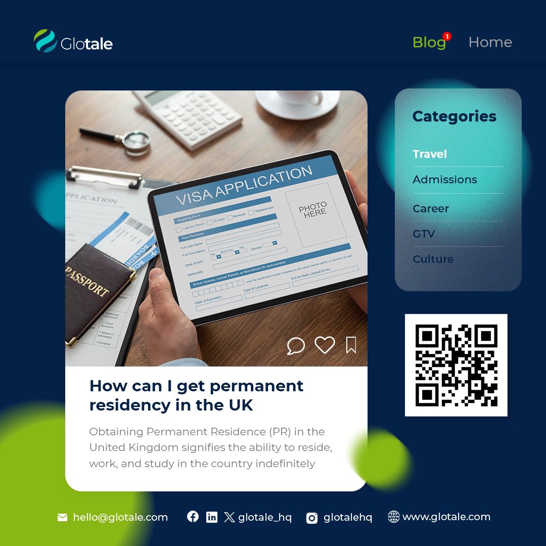 Curious about securing Permanent Residency in the UK? Discover the essential steps to obtaining Permanent Residency in our latest blog post! Click the link glotale.com/how-can-i-get-…  to learn more.

#immigrationconsultant #visaconsultants #visaapplication #visa #relocationservices