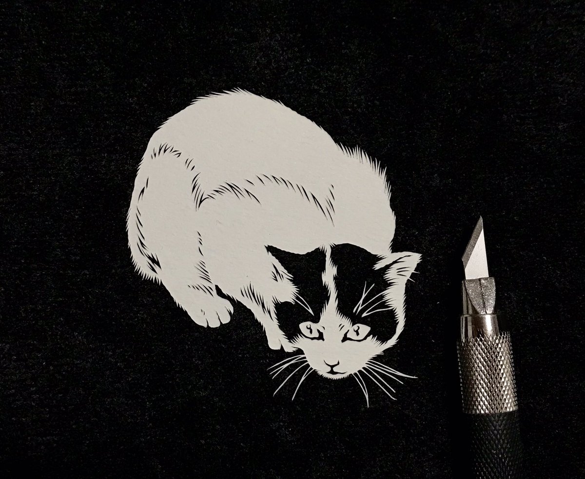 猫の日
#切り絵 