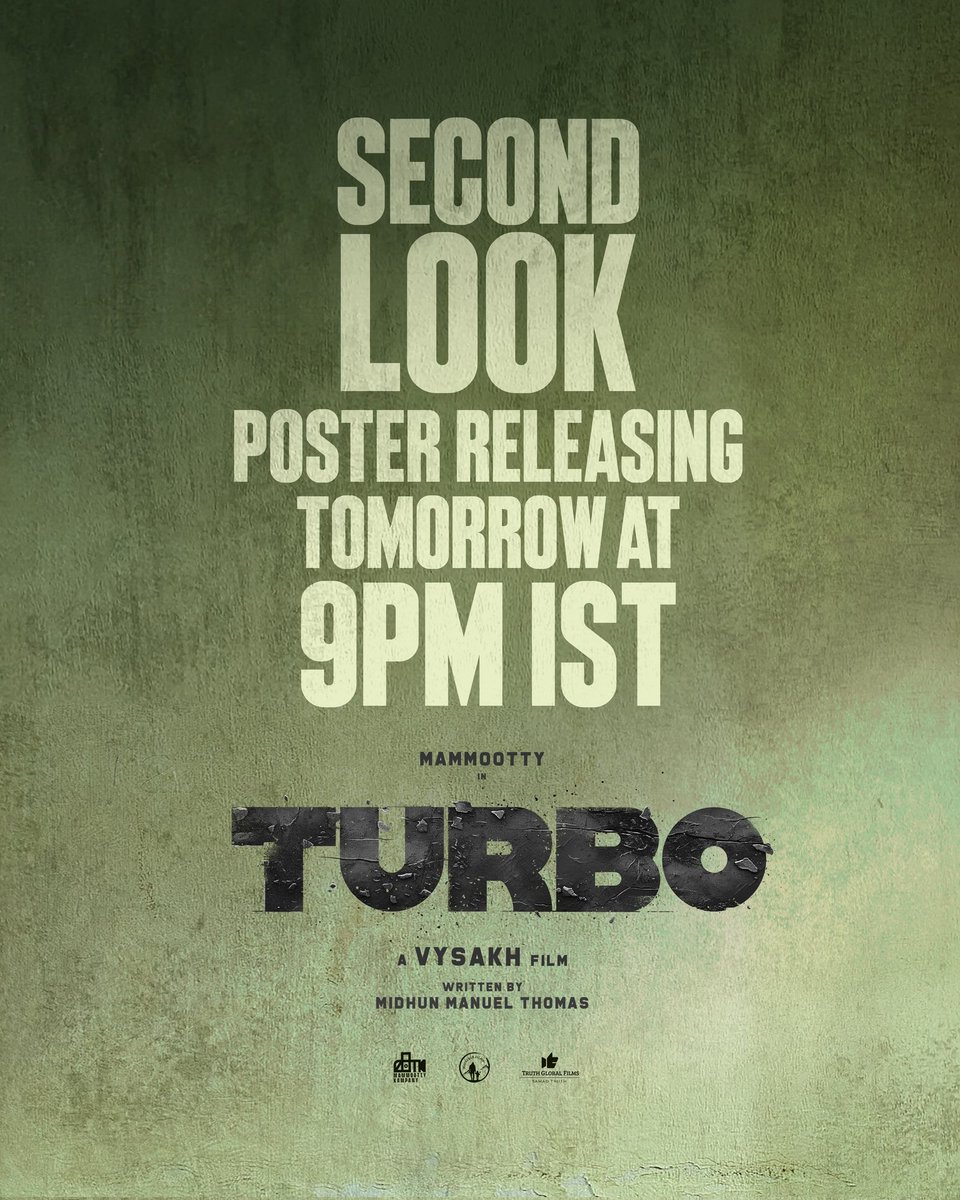 #Turbo Second Look Poster Releasing Tomorrow at 9 PM IST @TurboTheFilm @MKampanyOffl @DQsWayfarerFilm @SamadTruth @Truthglobalofcl