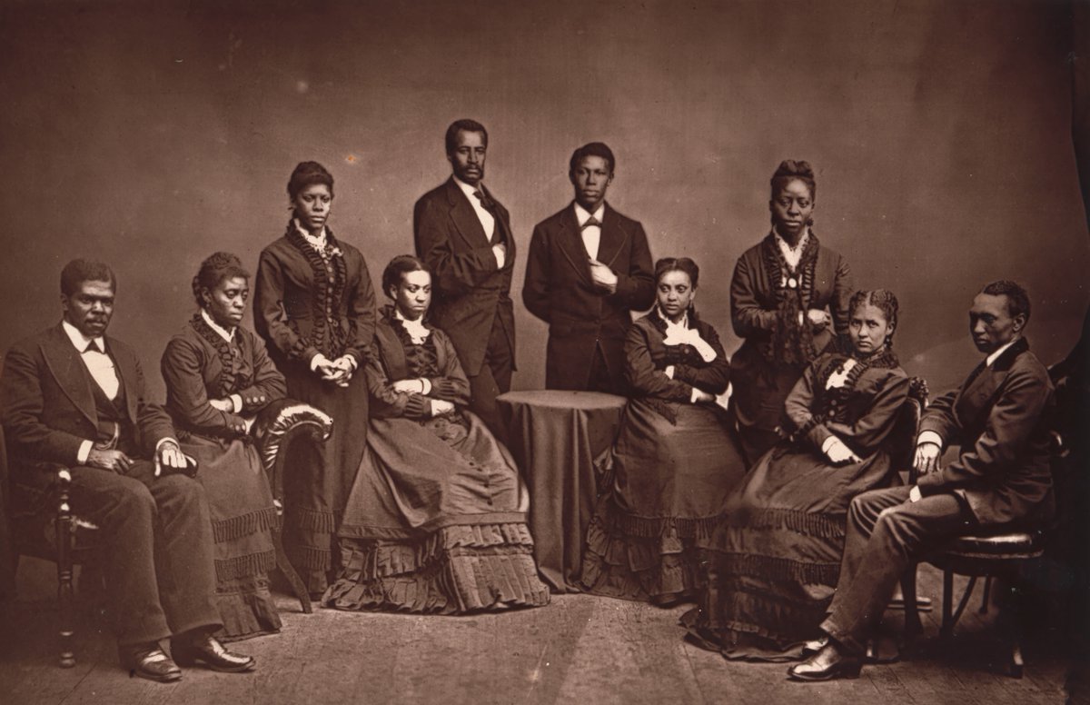 In 1871, in an effort to raise funds for Fisk University, a newly founded African American school, the Fisk Jubilee Singers was formed. The student group was an instant success, raising enough to build Fisk's 1st permanent building, Jubilee Hall. #BHM 📸: s.si.edu/3ULdRNE