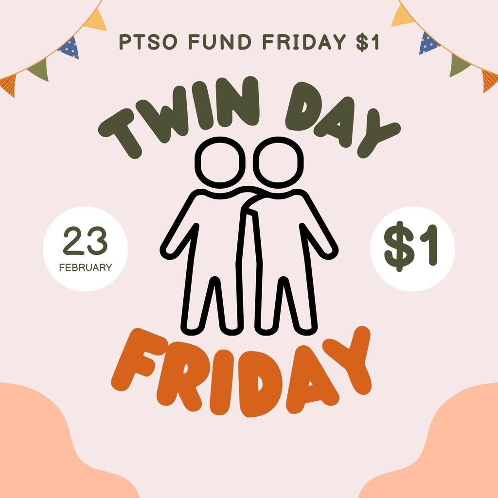 pvespride's tweet image. Tomorrow is a PTSO Fund Friday. Bring $1 and dress alike to participate in Twin Day. #pvespride