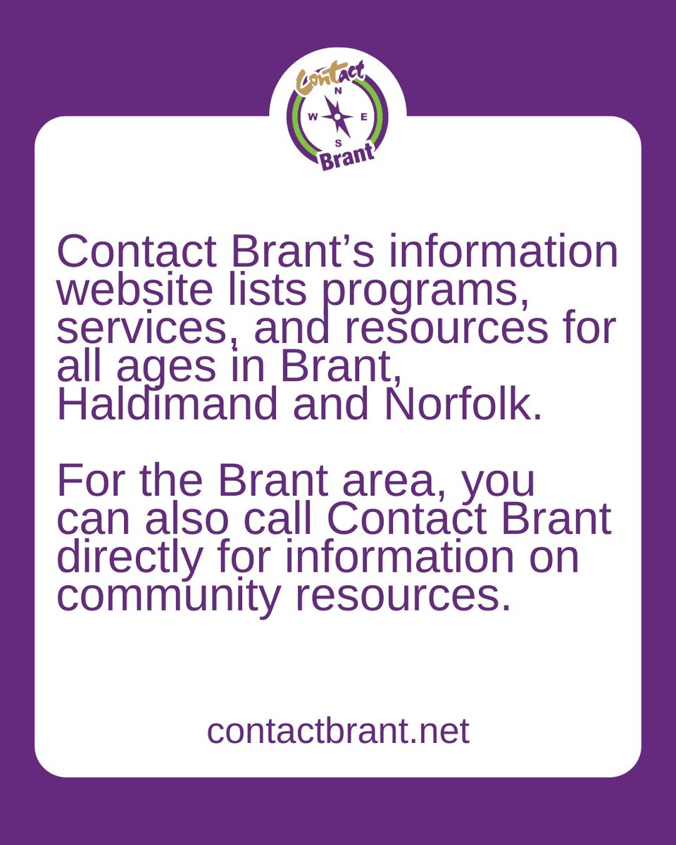 #ContactBrant’s information website lists programs, services, and resources for all ages in Brant, Haldimand and Norfolk.

Visit our website to learn more. bit.ly/4bAFAqu

#parentingtips #momlife #communityservices