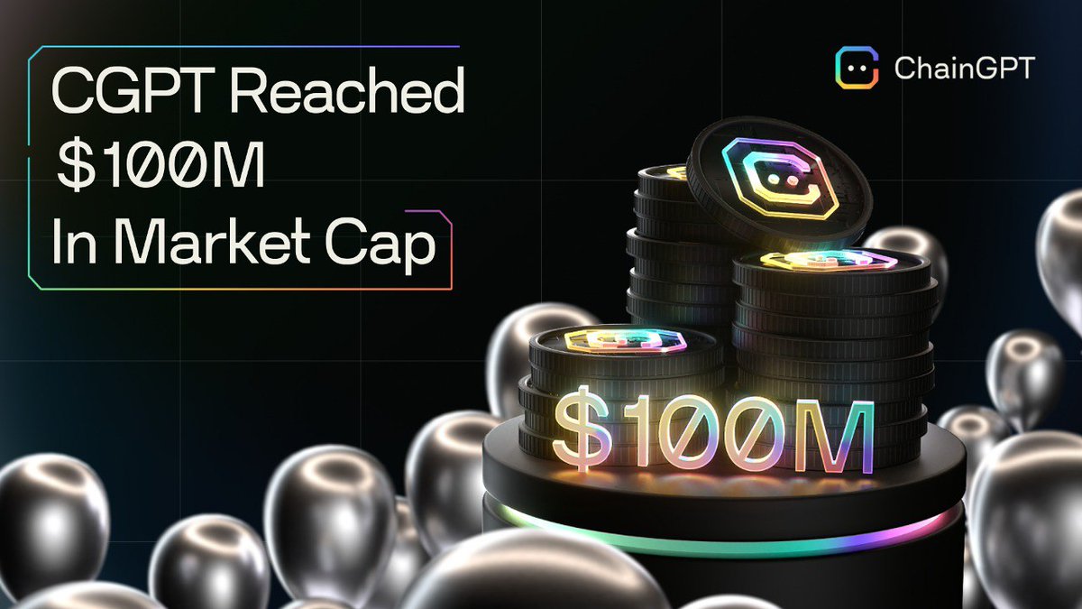 🎉 New Milestone: $CGPT Reaches $100M in Market Capitalization

$CGPT just reached a significant milestone, now counting over $100,000,000 in market cap, along with achieving a new ATH after 132% in a month!

Stay tuned as we keep breaking records and setting new goals. 🤩