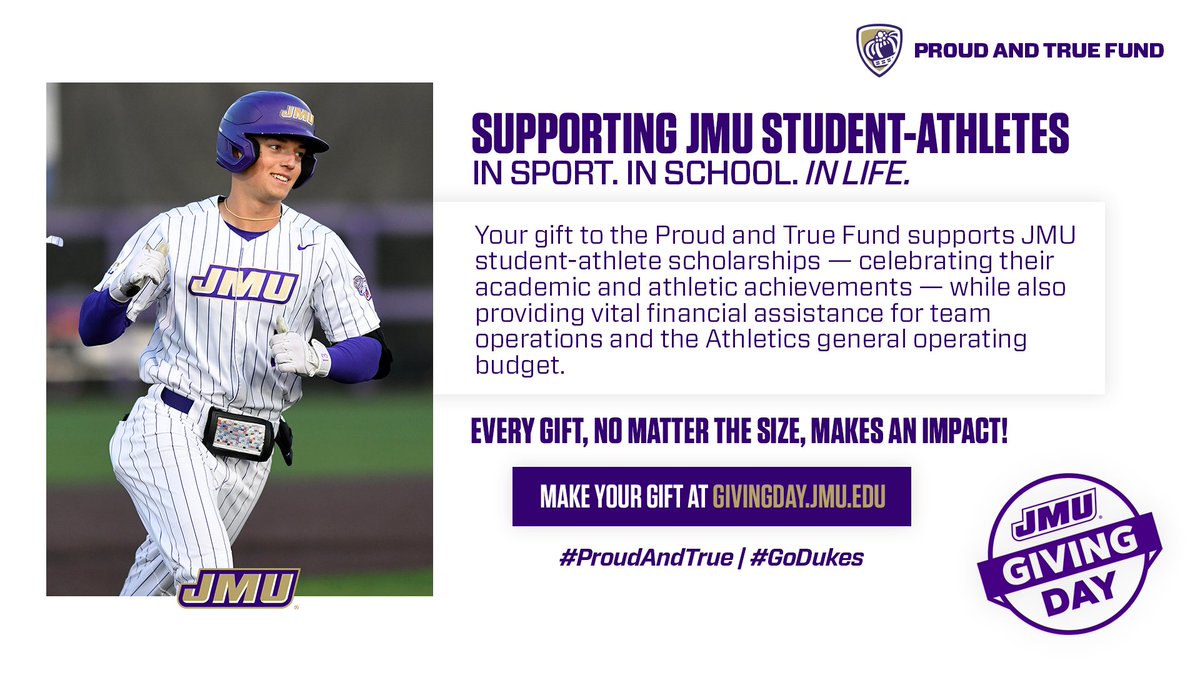 Proud and True. That's what JMU Nation was yesterday at VMP. Another way to support the Dukes is a gift to the Proud and True Fund and help further the student-athlete experience. 🎁 | bit.ly/4bM4Jye #GoDukes
