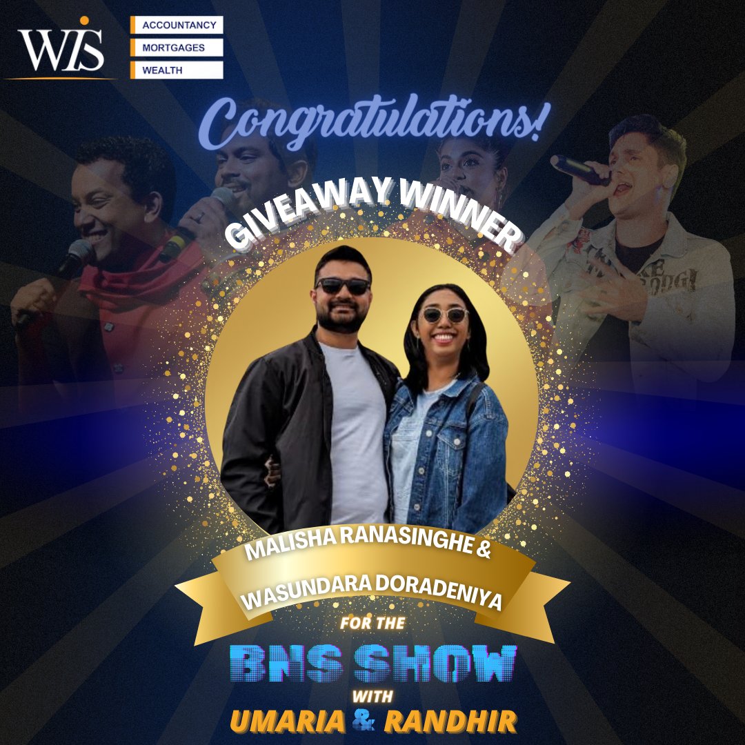 The moment we've all been waiting for! 
Our giveaway winners have been chosen! 
Congratulations to Malisha Ranasinghe and Wasundara Doradeniya! 🎉

#GiveawayWinners #LuckyWinners #thebnsshow #uktour2024 #uksrilankans #wisaccountancy