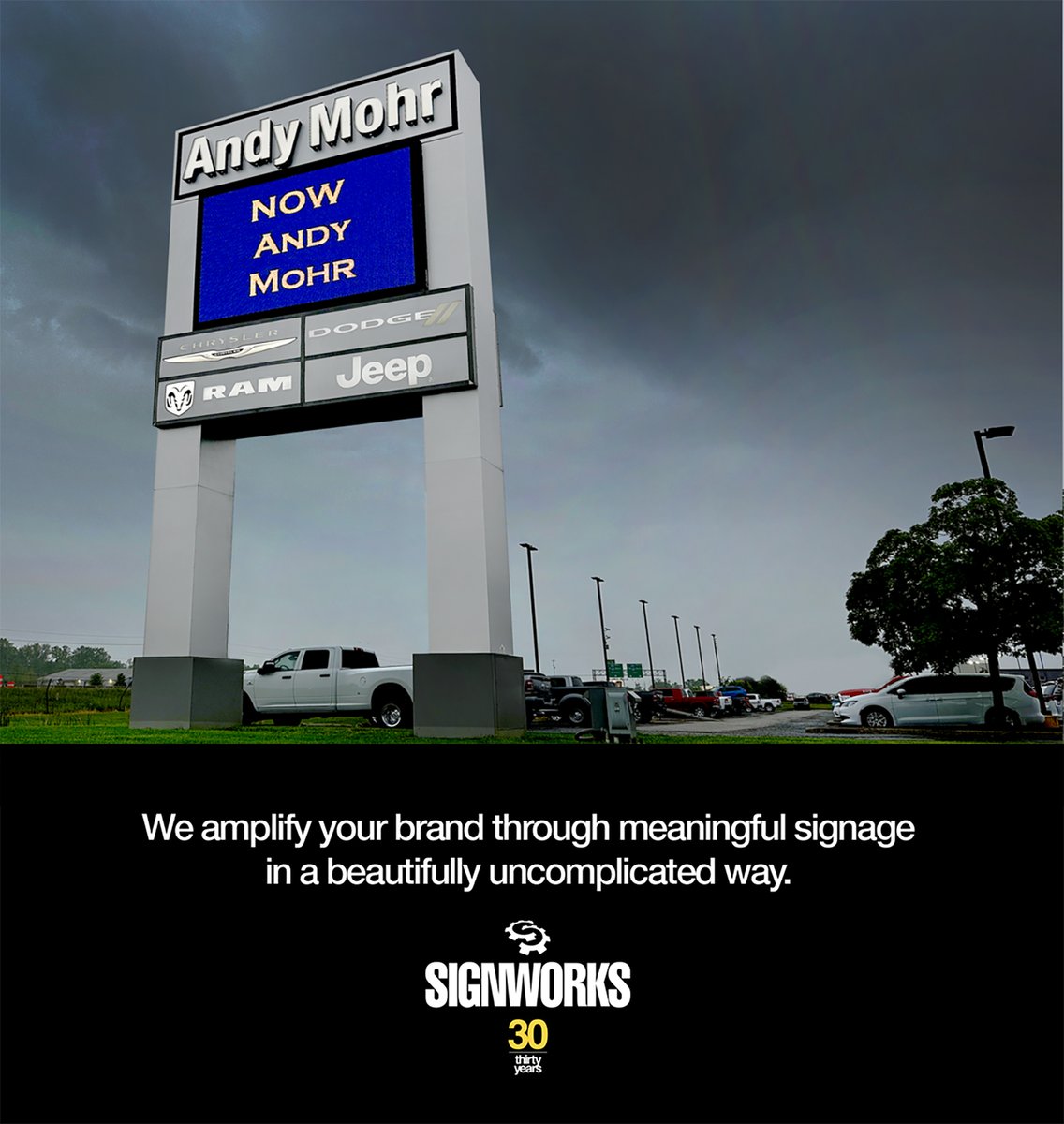 Modern, clean, striking.

Thank you Andy Mohr Family of Dealerships for trusting Signworks with your brand. 

What can we create for YOU?
SignworksThinks.com

#SignsInBusiness #MarketingWithSigns #EffectiveSigns #SignsThatWork  #SignsAndMarketing #Branding #Marketing #Signs