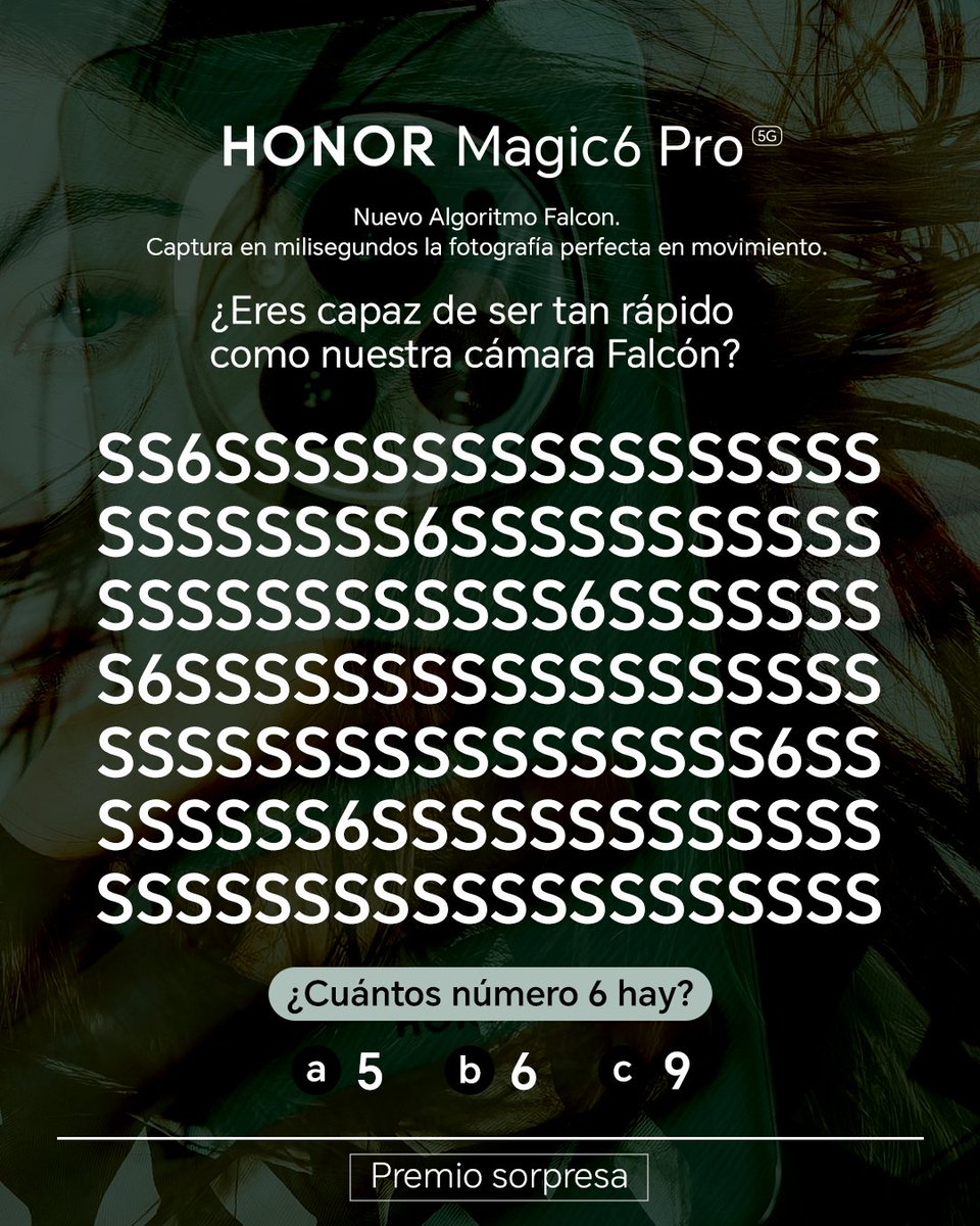 🎁SORTEO🔒1 reto para cada día

📱PREMIO👉🏻Un smartphone de nuestra HONOR Magic6 Series entre todos los retos.

1 RT y síguenos
2 Comenta con #HONORMagic6 la respuesta correcta.

🎮Participa cada día en @honor_es o en FB.com/honorES
#DiscoverTheMagic
#HONORMWC24
#MWC24