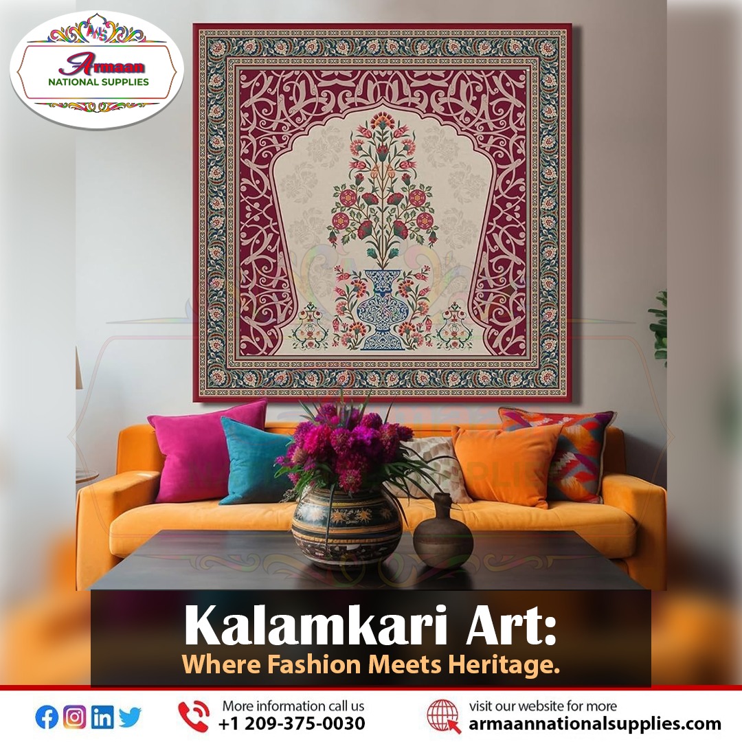 Where tradition meets fashion: Explore the vibrant world of Kalamkari art with National Supplies! #KalamkariLove #kalamkariart