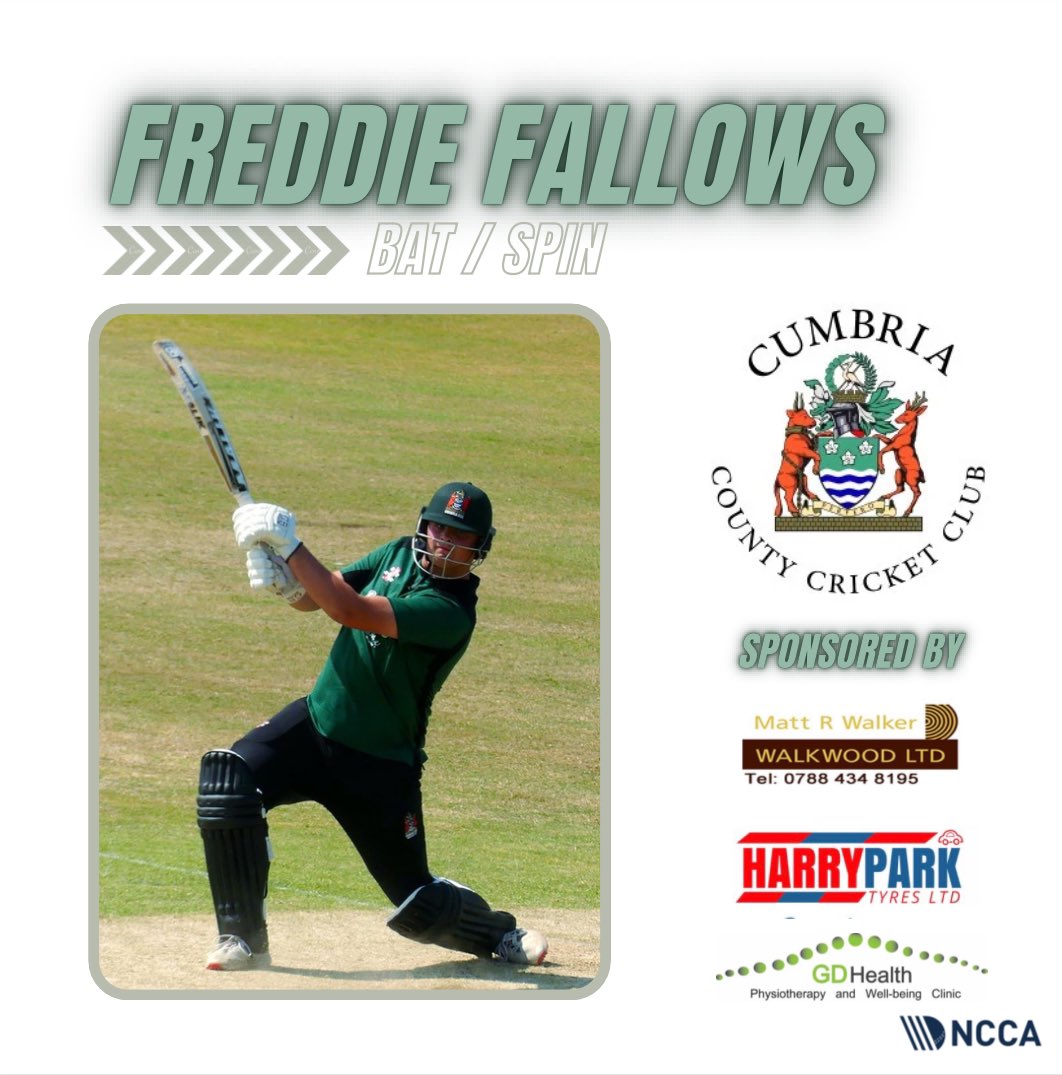 Freddie Fallows Cap No : 541 Club : @kendalcricket Kindly Sponsored by Matt Walker Woodwork Ltd, Harry Park Tyres Ltd & GD Health Physio & Wellbeing 🤝