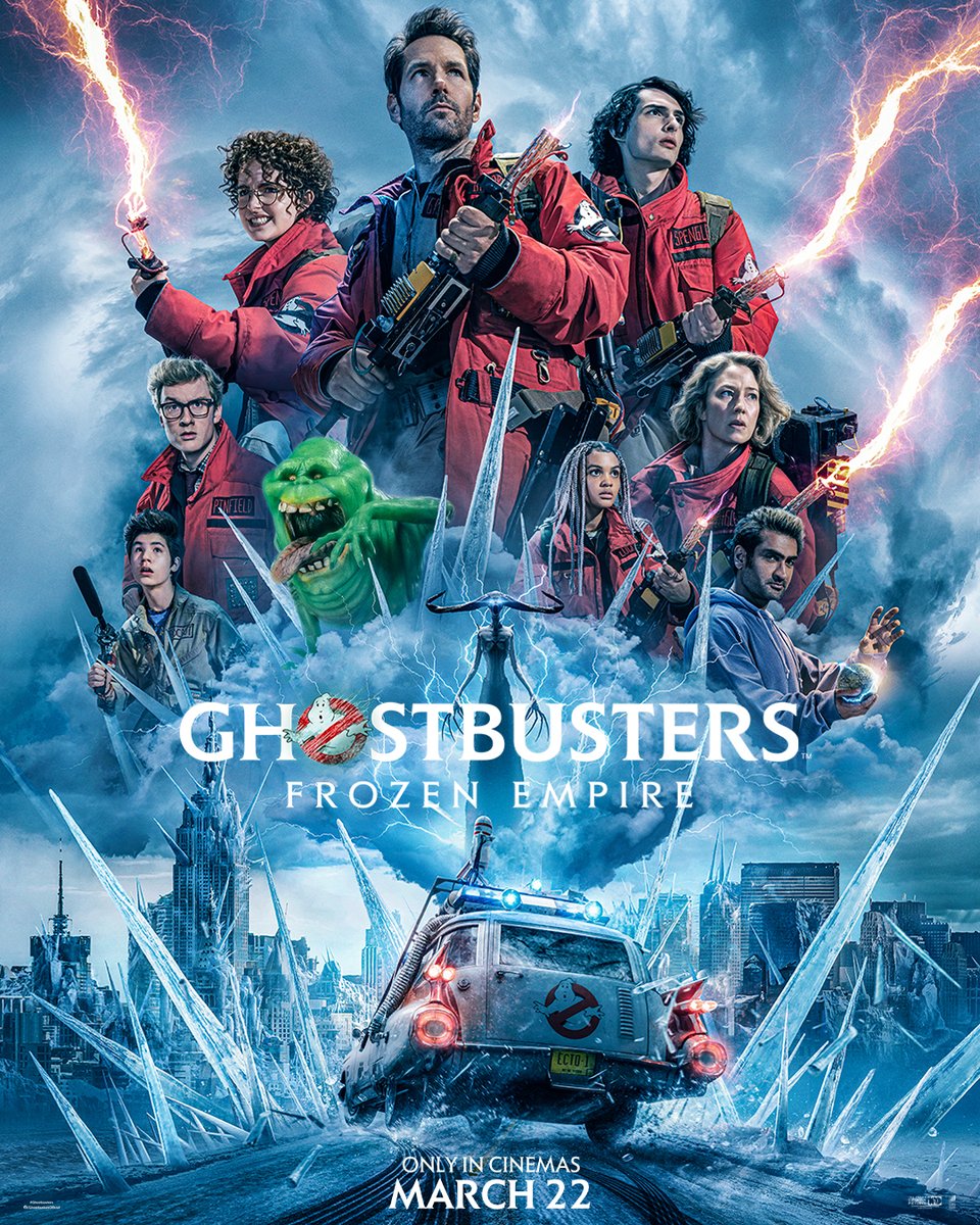 SonyPicturesIRL's tweet image. Some say the world will end in fire, some say in ice. #Ghostbusters: Frozen Empire is Only In Cinemas March 22.