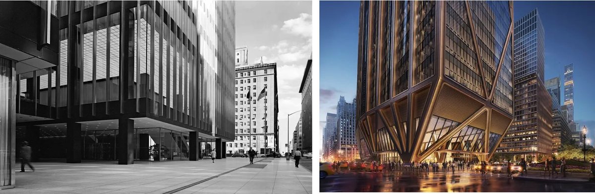 While researching for a lecture on retrofit, I found an old post of mine about the Union Carbide Building, demolished for Norman Foster's clunkiest and ugliest building ever. Now that we can see what we are getting, here is a reminder of what we have lost. lloydalter.substack.com/p/bonus-270-pa…