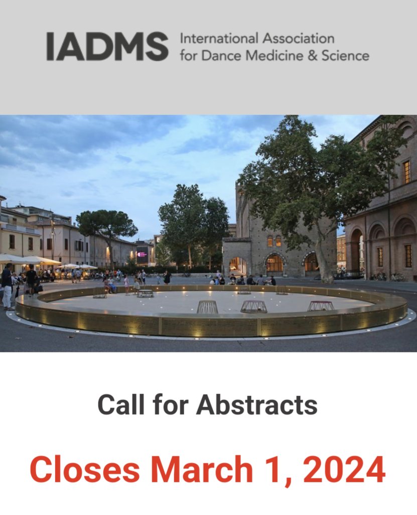 🩰🎭🕺🏻👩🏽‍⚕️🧠@IADMS 34th annual conference, in Italy, October 2024 🇮🇹 Deadline for abstracts looming 📝 Check out details on the link below⬇️ The global dance medicine & science community comes to Europe 🌍 iadms.org/meetings-events