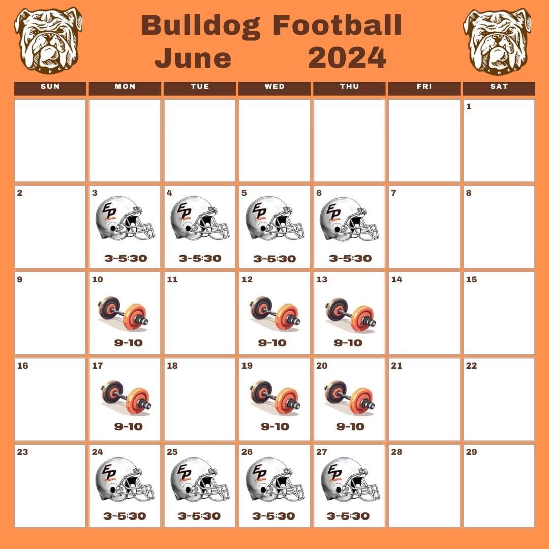 EP_BulldogFB's tweet photo. June, July, & August schedules are out!! We’re ready for football in East Palestine, are you?
#TheseDogsAreDifferent #BulldogFootball #EastPalestine #BulldogNation #BulldogKingdom #TheBiteIsBack https://t.co/NHwNrmmFl2
