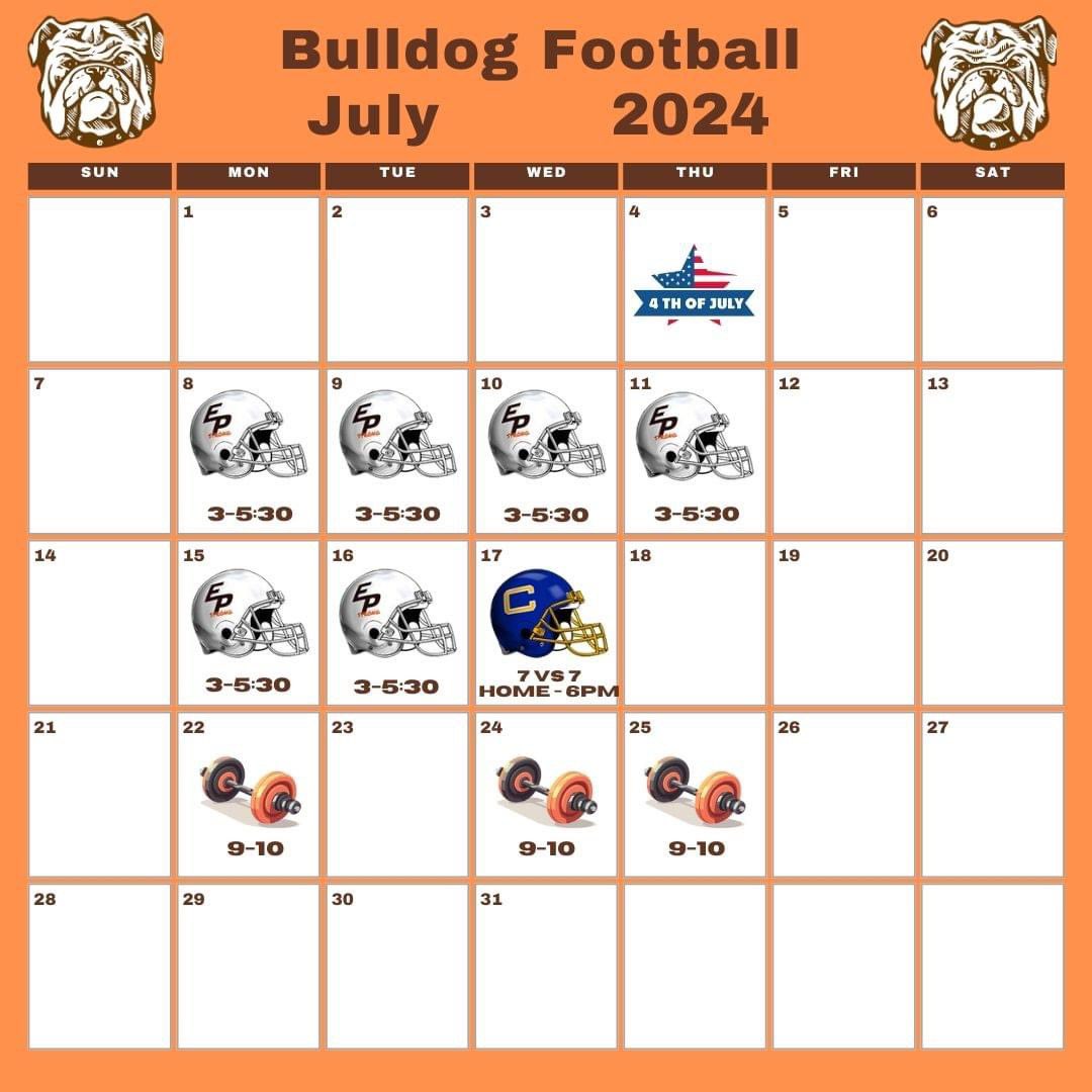 EP_BulldogFB's tweet photo. June, July, & August schedules are out!! We’re ready for football in East Palestine, are you?
#TheseDogsAreDifferent #BulldogFootball #EastPalestine #BulldogNation #BulldogKingdom #TheBiteIsBack https://t.co/NHwNrmmFl2